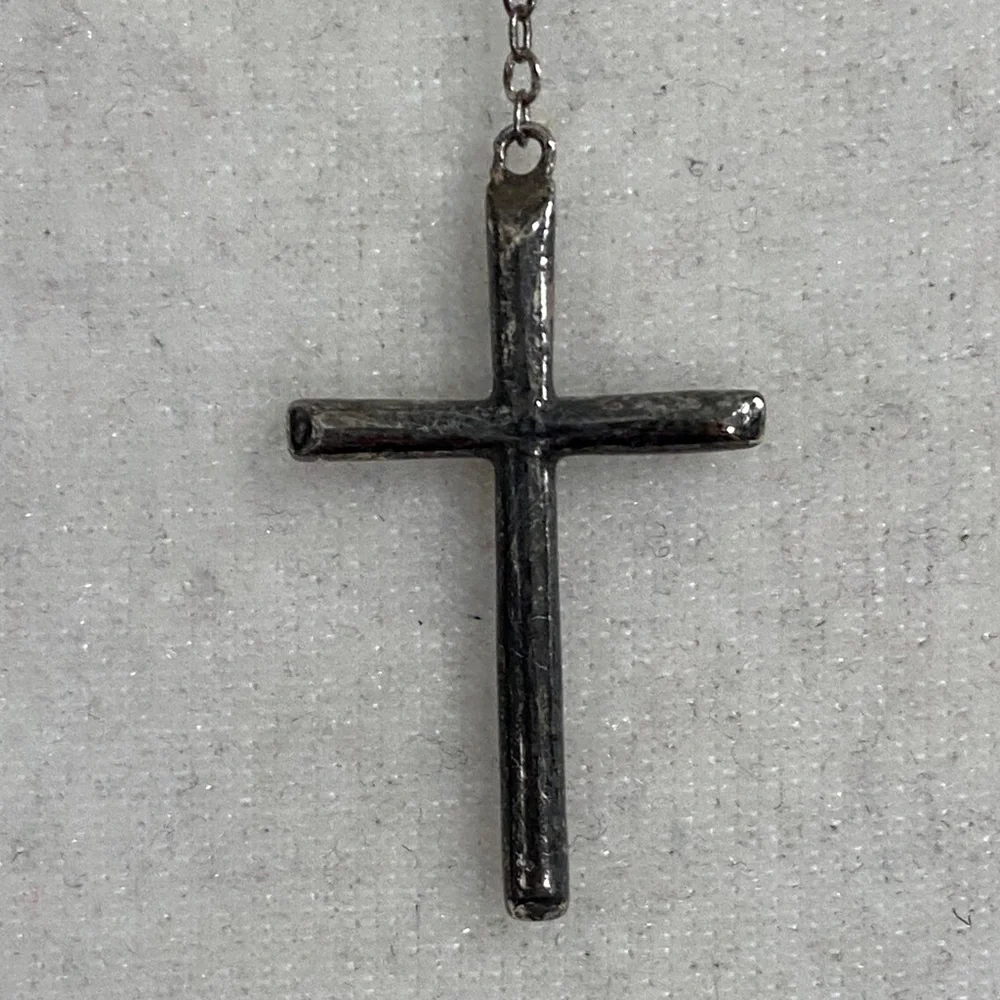 Antiqued Infinity Cross 925 Sterling Silver Lariat Y-Necklace Christian Faith